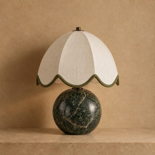 Green Marble Lamp on Plaster Plinth